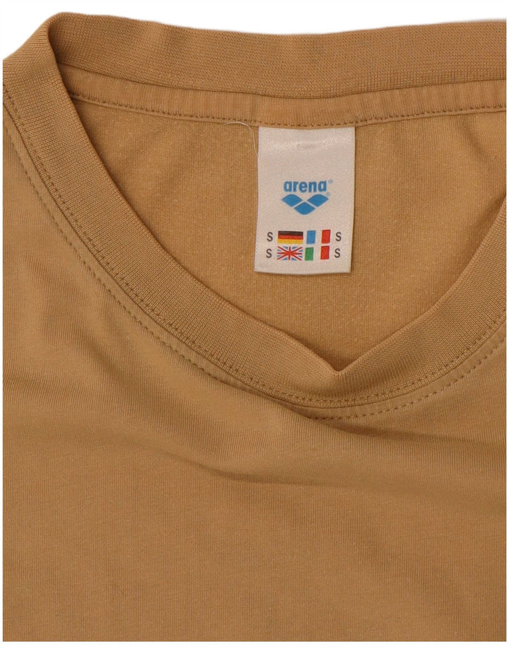 ARENA Mens Graphic T-Shirt Top Small Beige Cotton