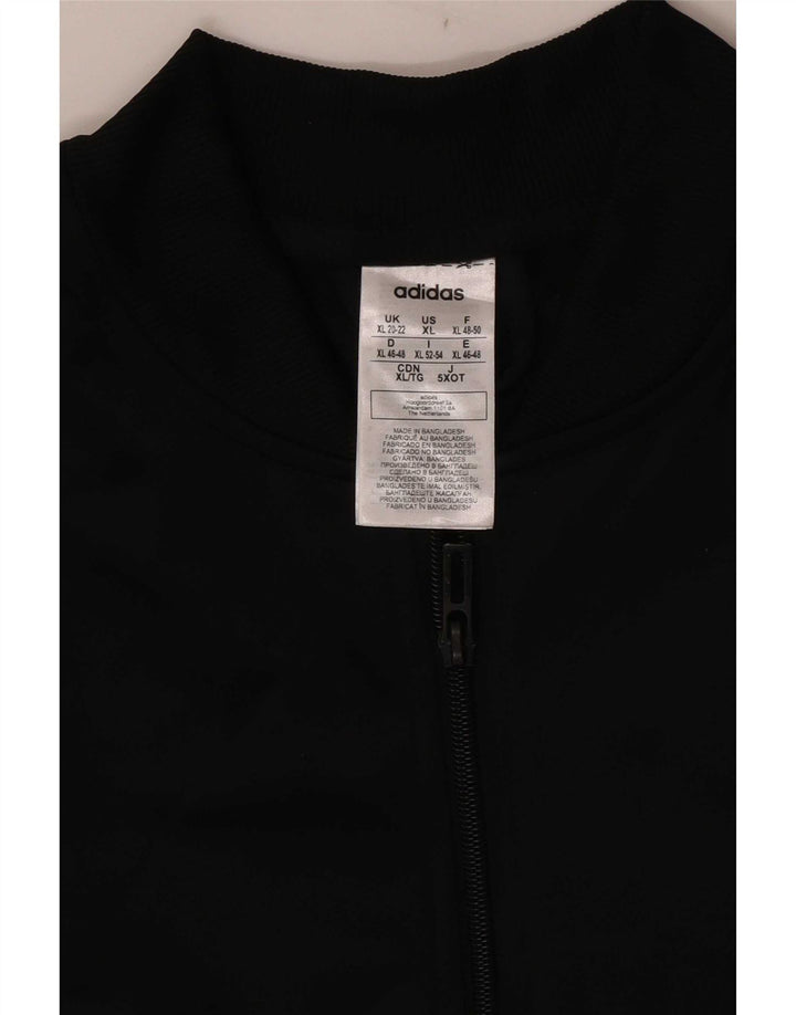 Adidas Womens Tracksuit Top Jacket UK 20/22 XL Black Polyester