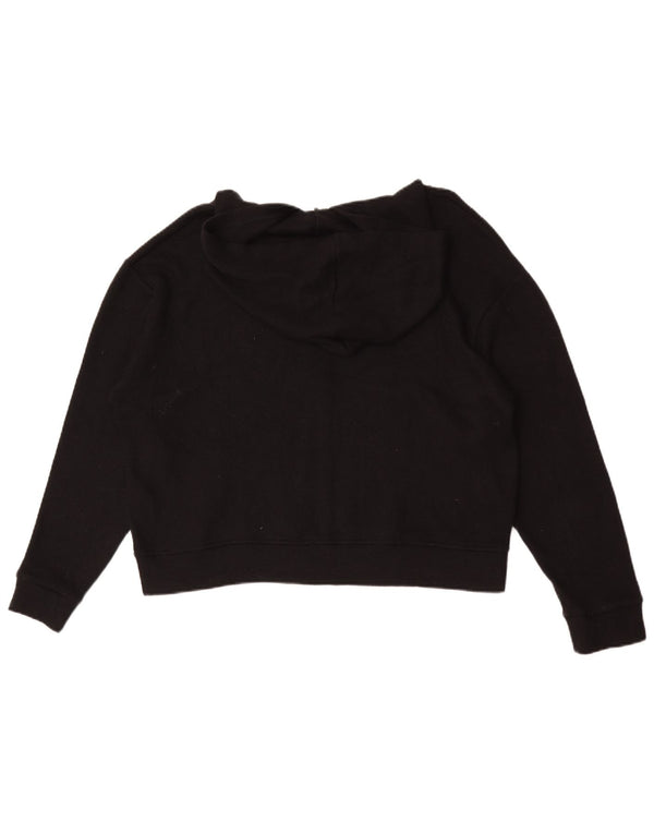 Zara Womens Crop Zip Hoodie Sweater UK 16 Large Black Viscose