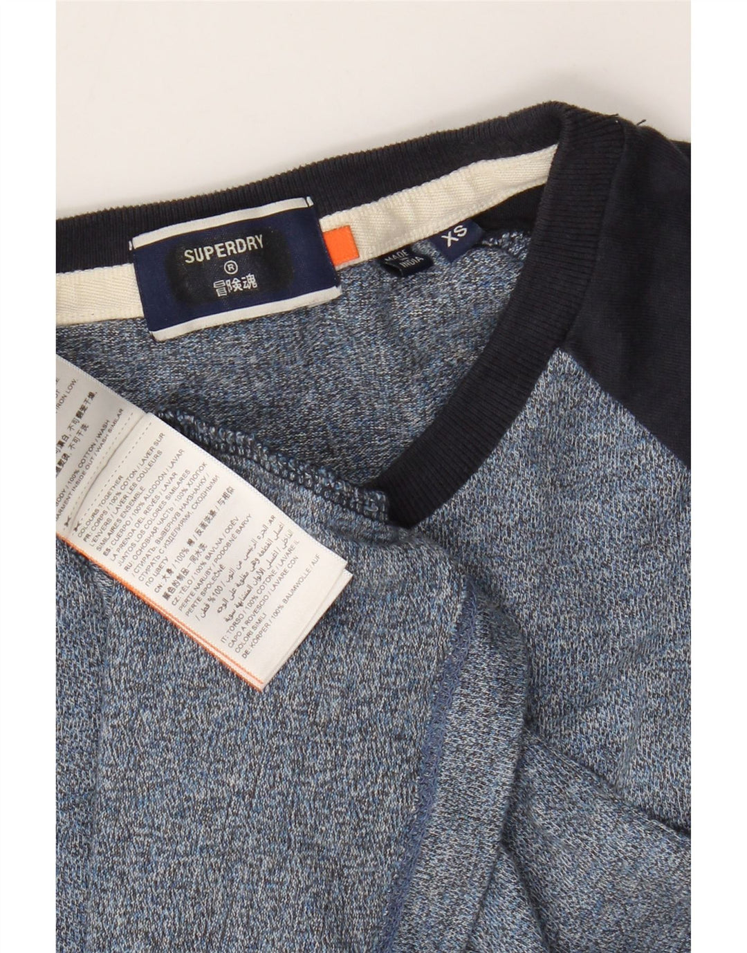 Superdry Mens Top Long Sleeve XS Blue Colourblock Cotton