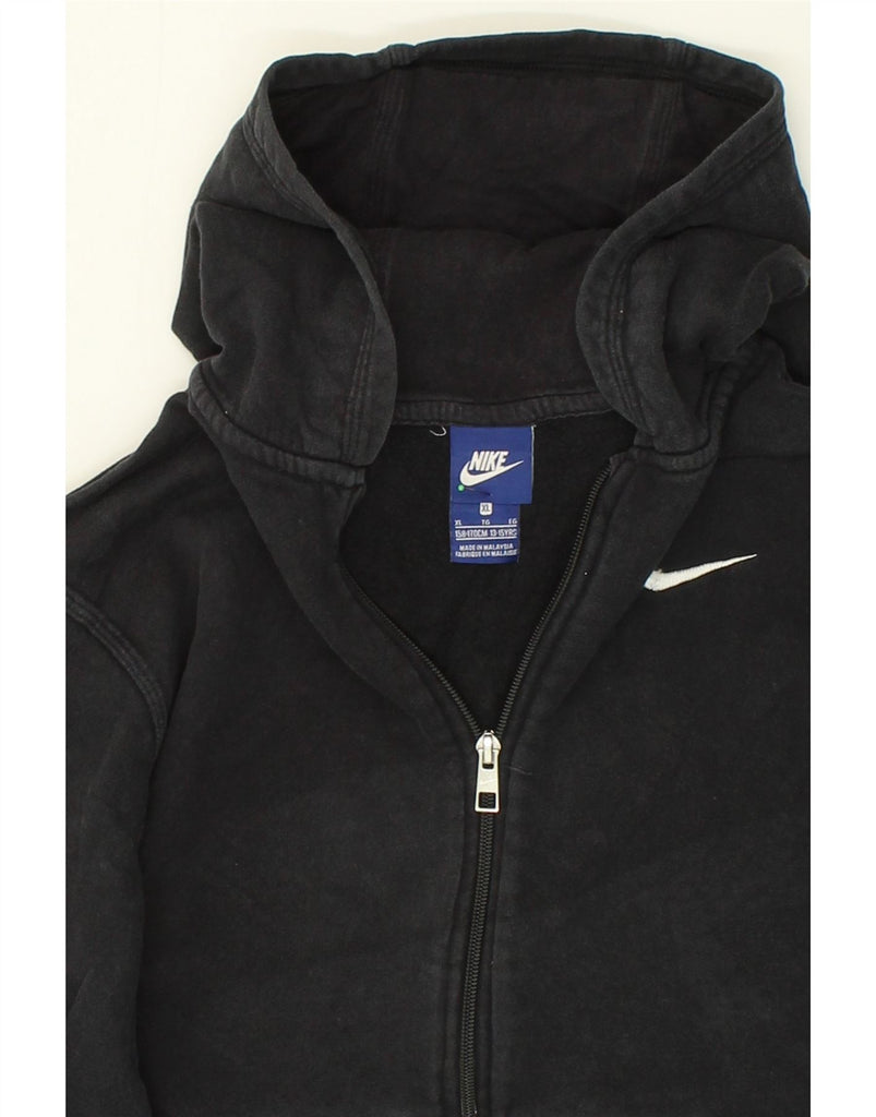 NIKE Boys Zip Hoodie Sweater 13-14 Years XL Black Cotton | Vintage Nike | Thrift | Second-Hand Nike | Used Clothing | Messina Hembry 