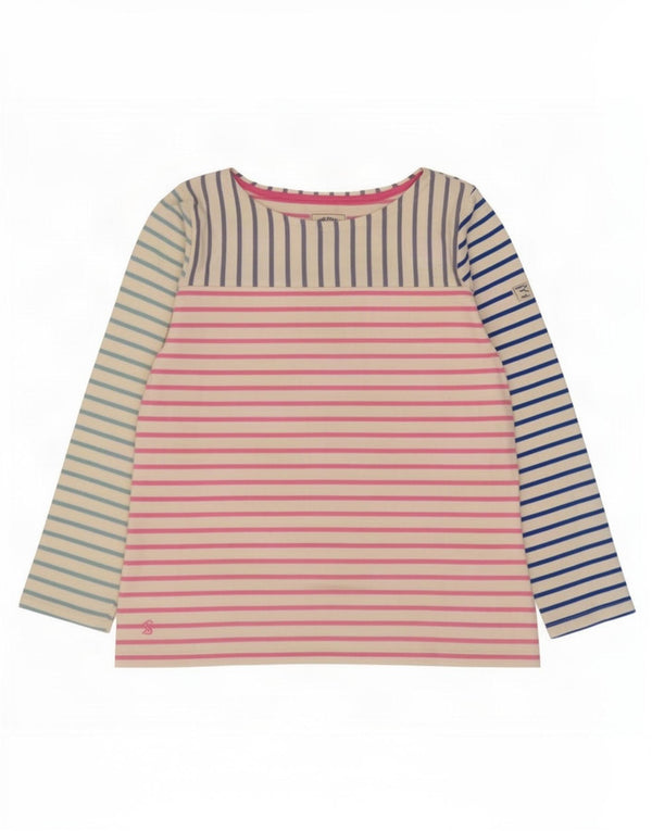Joules Womens Top Long Sleeve UK 14 Large Multicoloured Striped Cotton
