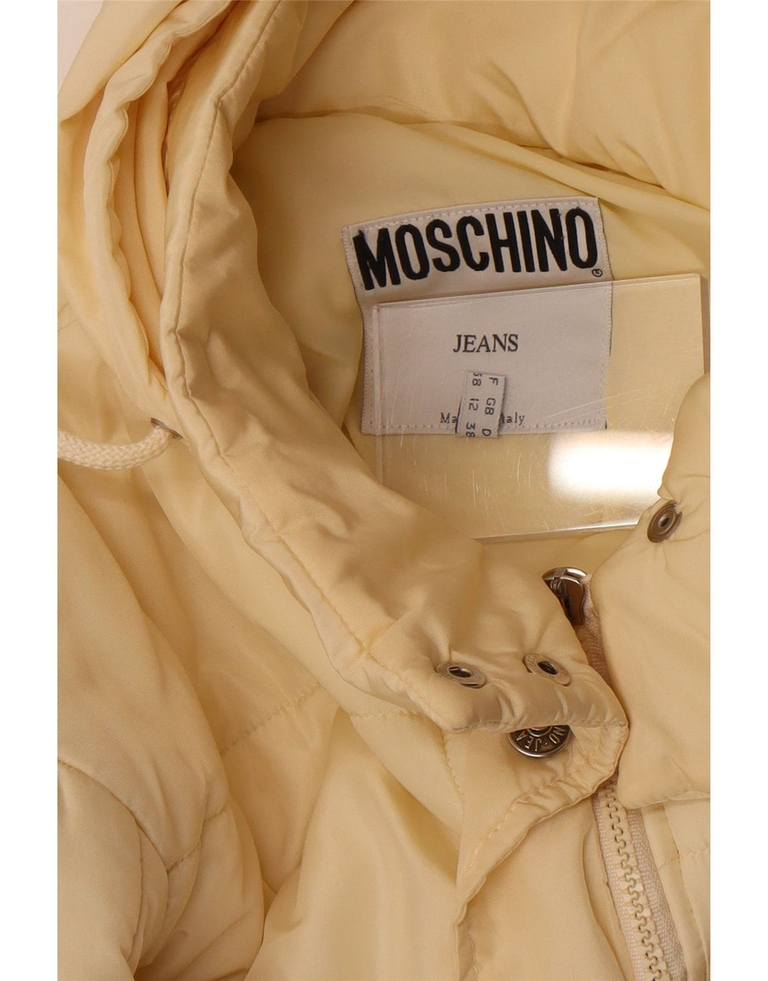 Moschino Womens Hooded Padded Coat UK 12 Medium Off White Polyester