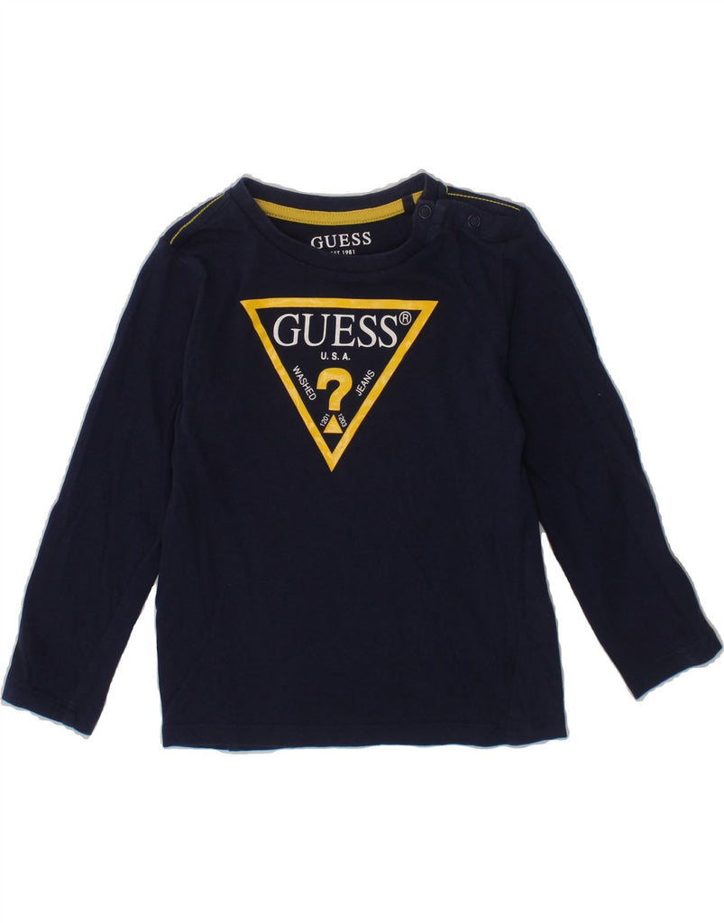 GUESS Baby Boys Graphic Top Long Sleeve 18-24 Months Navy Blue Cotton Vintage Guess and Second-Hand Guess from Messina Hembry 