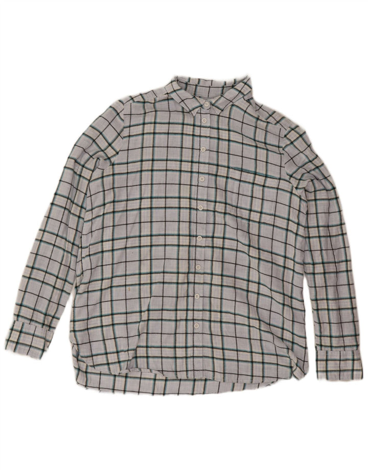 Fat Face Womens Oversized Shirt UK 14 Large Blue Check