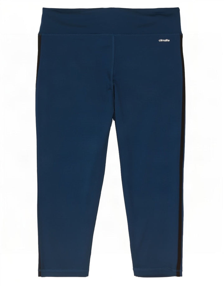 Adidas Womens Capri Leggings UK 12/14 Medium Blue Polyester