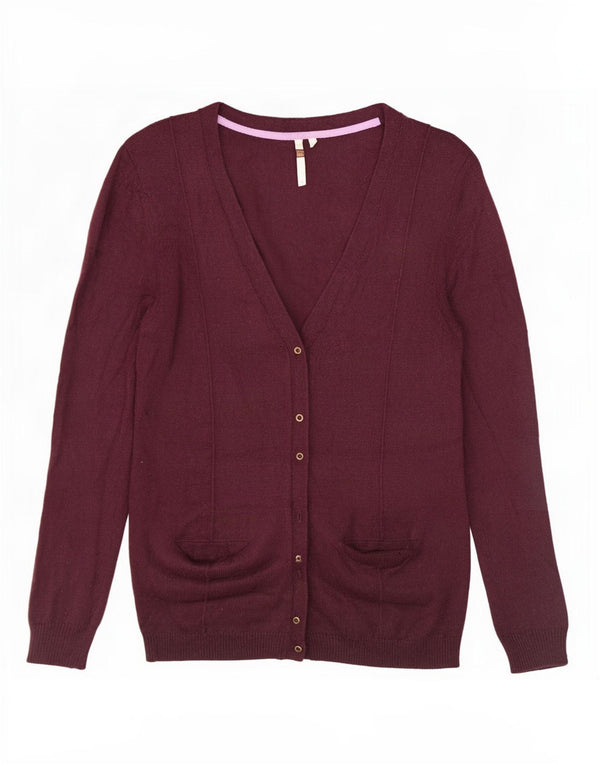 White Stuff Womens Cardigan Sweater UK 14 Medium Burgundy Viscose