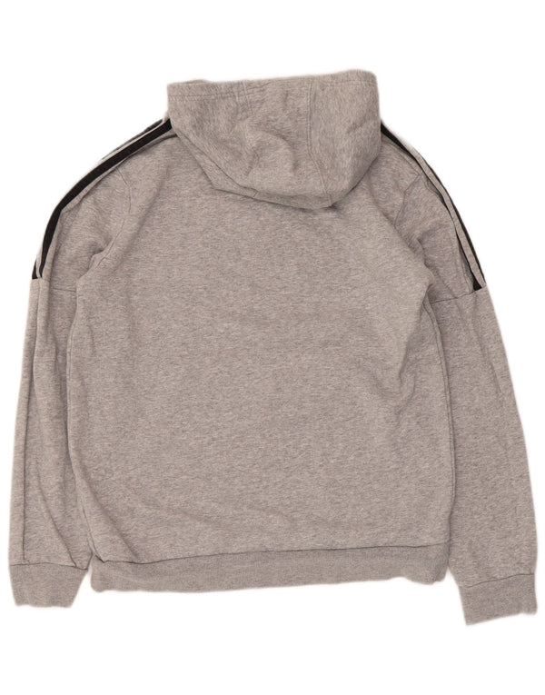 Adidas Boys Graphic Hoodie Jumper 13-14 Years Grey Cotton