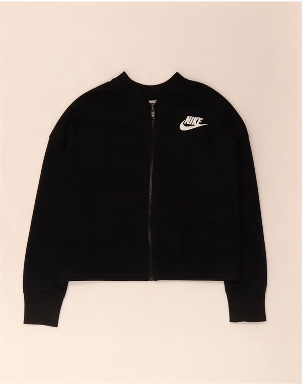 Nike Girls Graphic Tracksuit Top Jacket 12-13 Years Large Black Colourblock