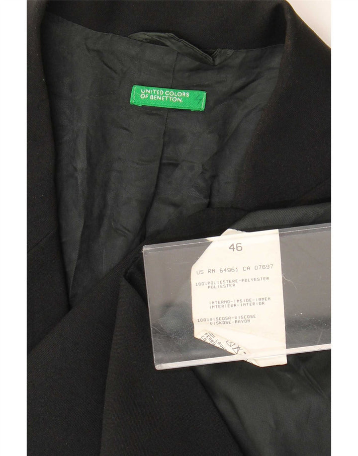 Benetton Womens 3 Button Blazer Jacket IT 46 Large Black Polyester