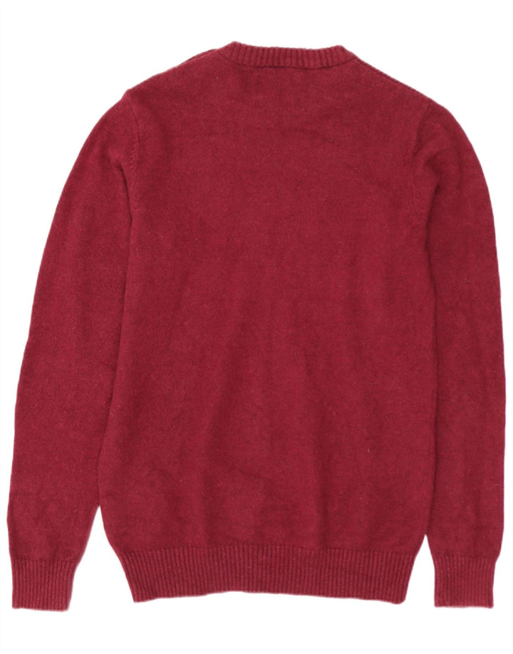 JACK & JONES Mens Crew Neck Jumper Sweater Medium Burgundy Cotton