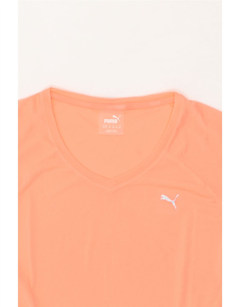 PUMA Womens T-Shirt Top UK 16 Large Orange Polyester | Vintage Puma | Thrift | Second-Hand Puma | Used Clothing | Messina Hembry 