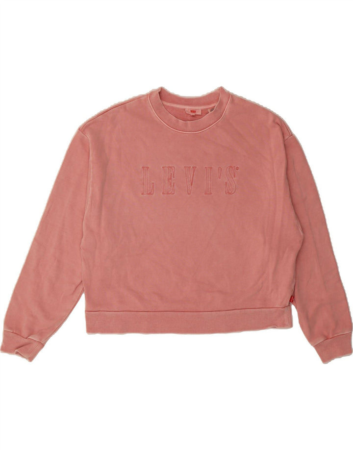LEVI'S Womens Oversized Graphic Sweatshirt Jumper UK 10 Small Pink Cotton Vintage Levi's and Second-Hand Levi's from Messina Hembry 