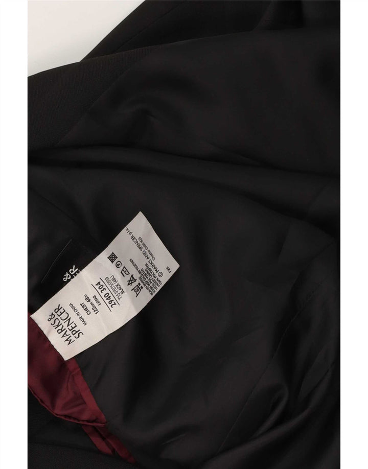 Marks & Spencer Mens 3 Button Blazer Jacket UK 48 2XL Black Polyester