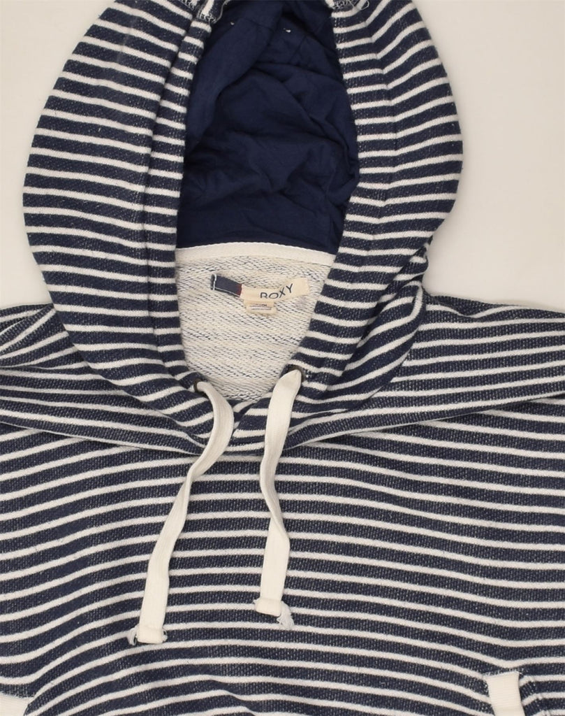 ROXY Womens Hoodie Jumper UK 10 Small Navy Blue Striped Cotton | Vintage Roxy | Thrift | Second-Hand Roxy | Used Clothing | Messina Hembry 