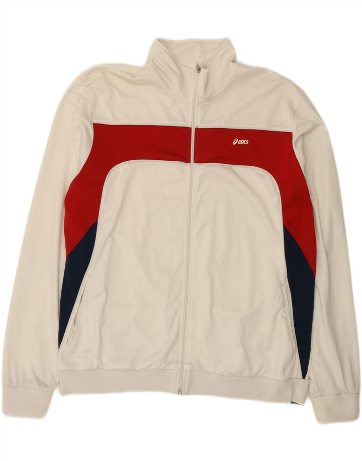 Asics Mens Tracksuit Top Jacket XL White Colourblock Polyester