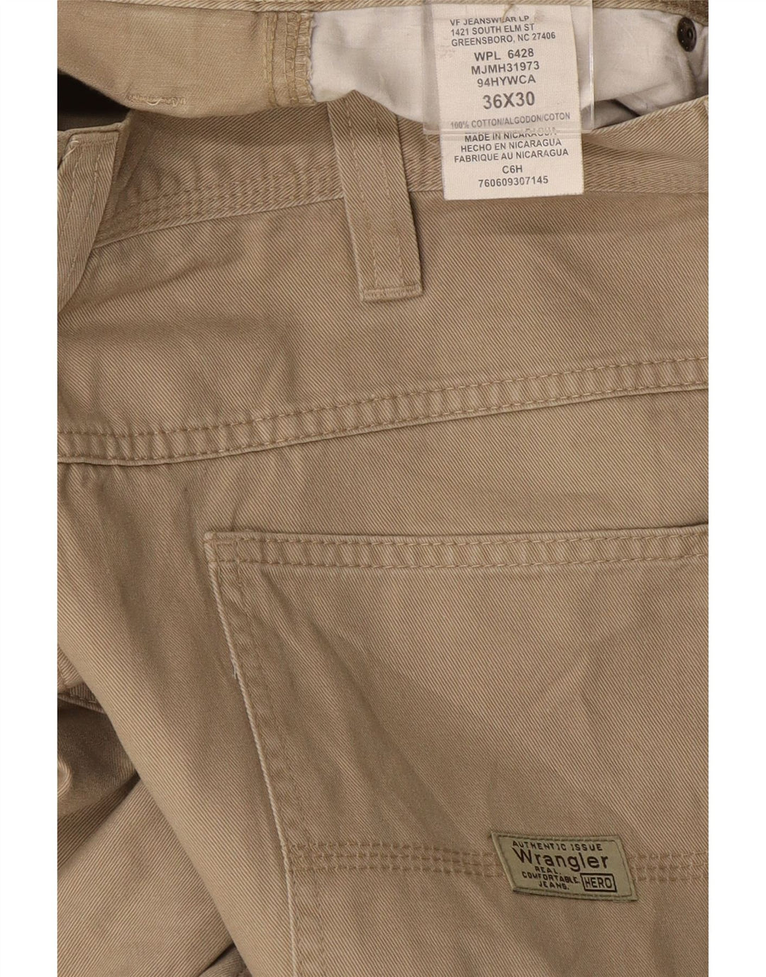 Wrangler Mens Straight Cargo Trousers W36 L27 Beige Cotton