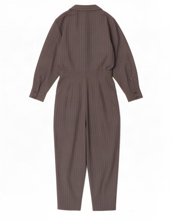 Zara Womens Long Sleeve Jumpsuit UK 6 XS Grey Pinstripe