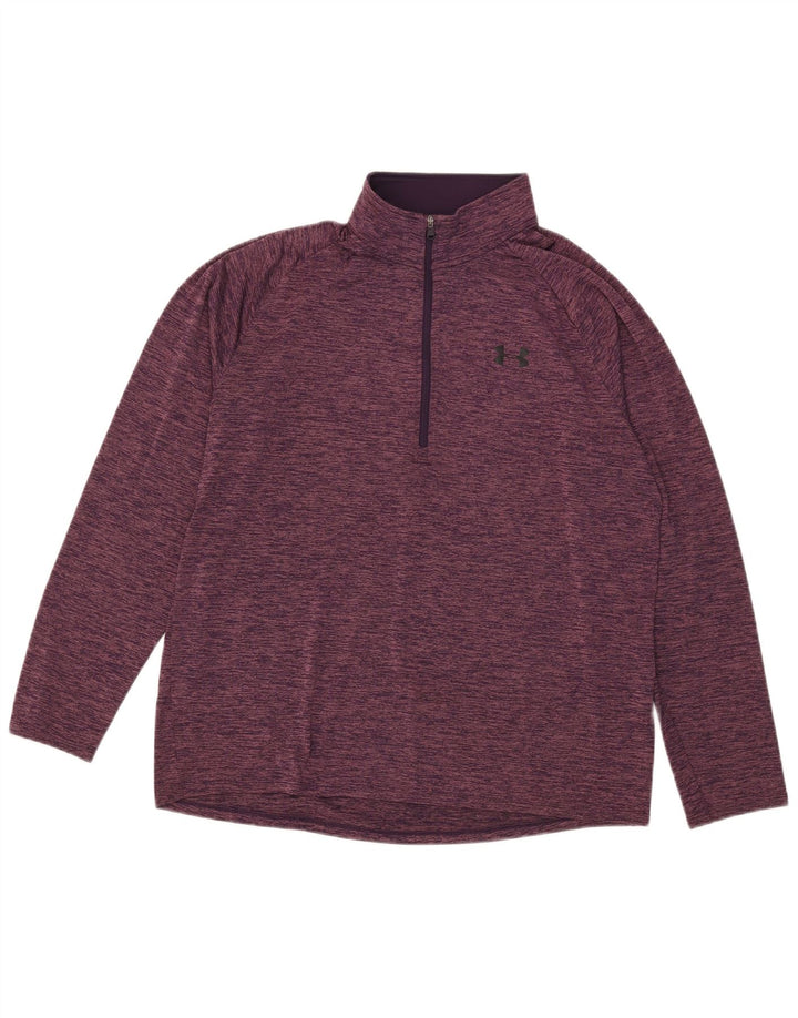 Under Armour Womens Zip Neck Pullover Tracksuit Top UK 18 XL Purple Flecked