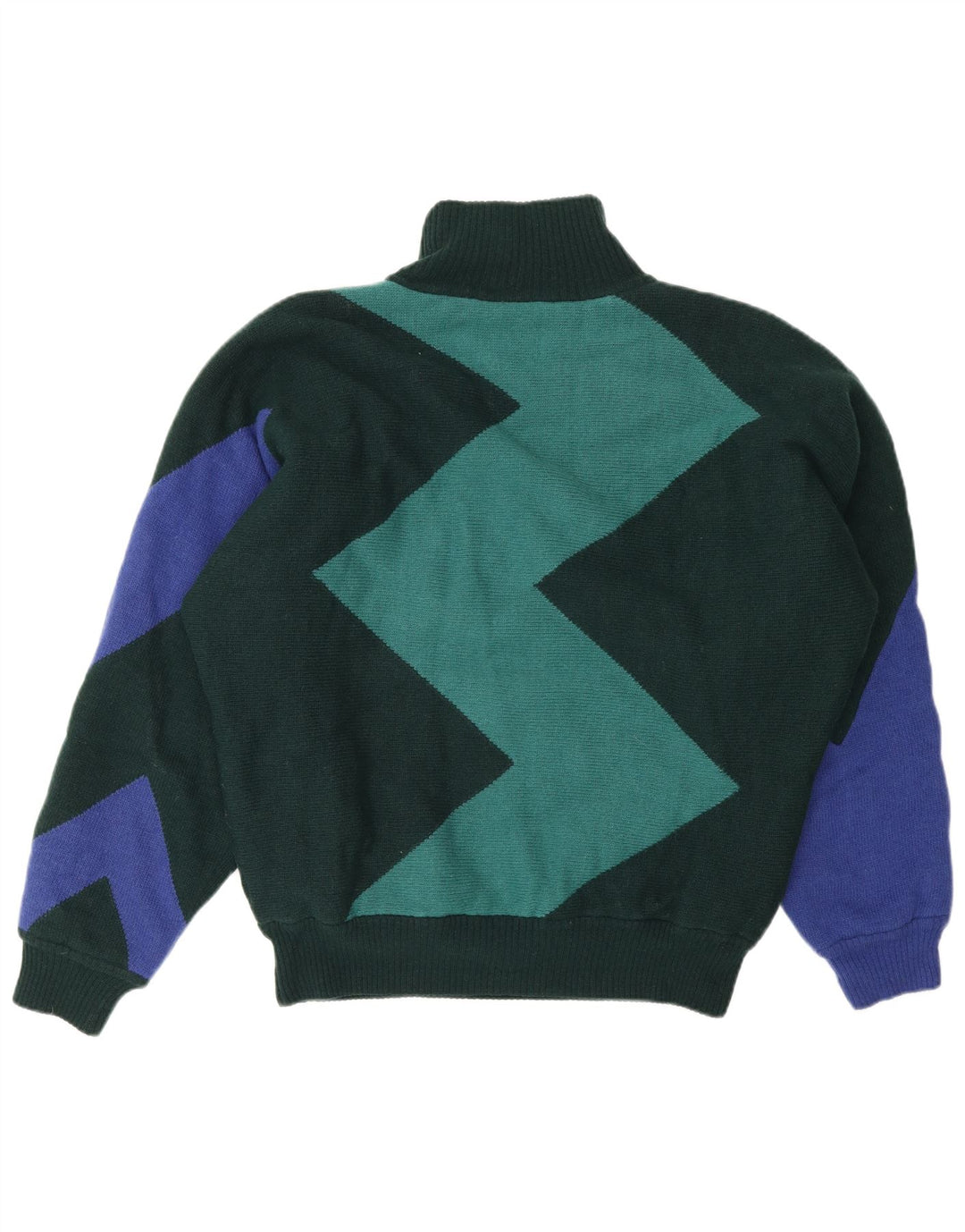 Gianni Versace Mens Turtle Neck Jumper Sweater Medium Green Colourblock