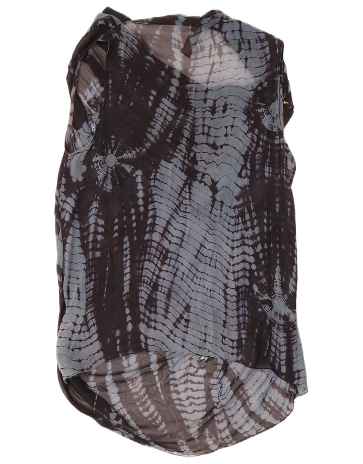 All Saints Womens Sleeveless Blouse Top UK 10 Small Blue Geometric Silk