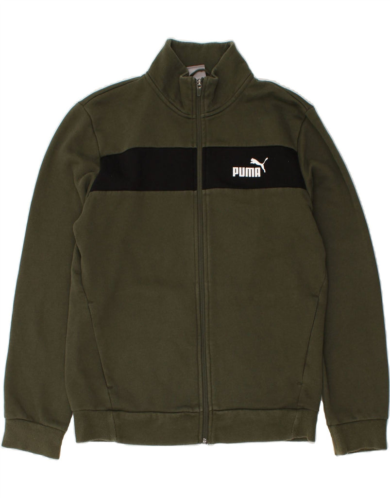 PUMA Mens Graphic Tracksuit Top Jacket Small Green Cotton | Vintage Puma | Thrift | Second-Hand Puma | Used Clothing | Messina Hembry 