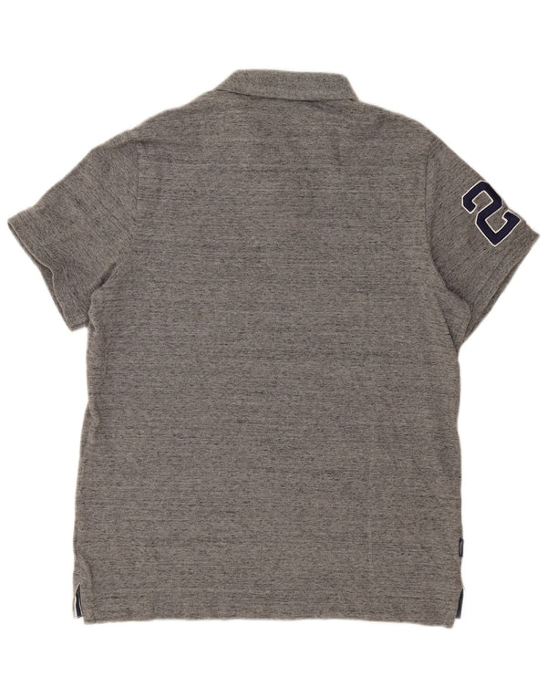 Superdry Mens Graphic Polo Shirt 3XL Grey Flecked Cotton