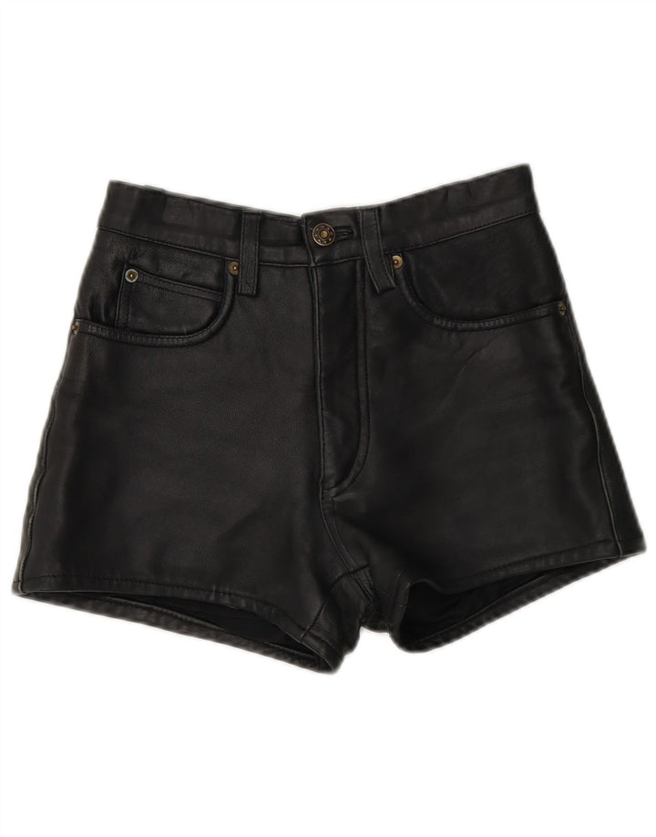 Vintage Womens Leather Shorts W26 Small Black Leather