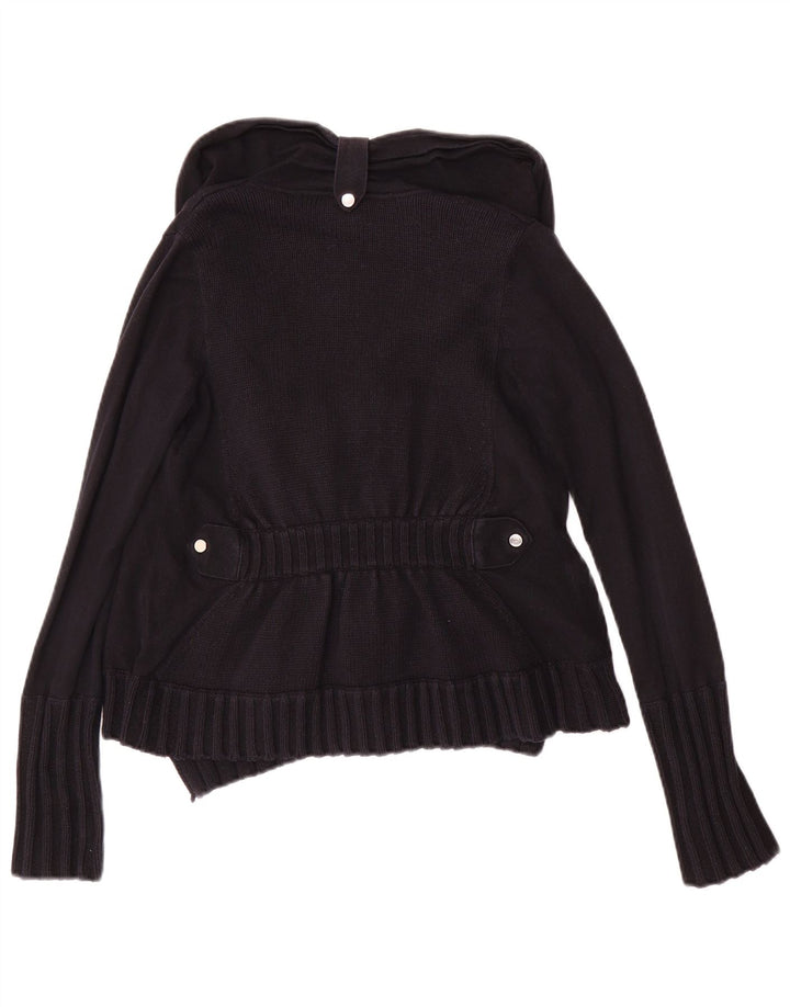 KAREN MILLEN Womens Open Cardigan Sweater UK 2 2XS Black Cotton