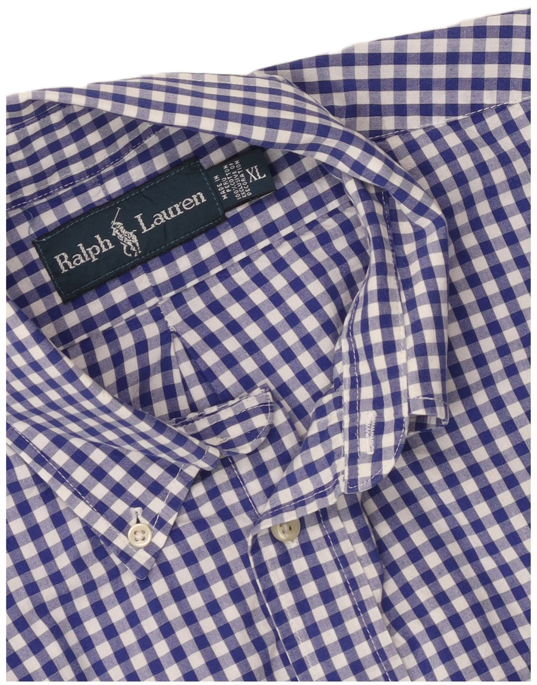 Ralph Lauren Mens Shirt XL Blue Gingham Cotton
