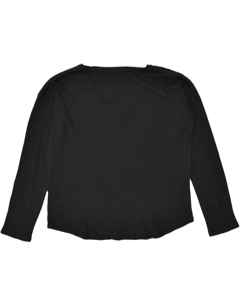 TOMMY HILFIGER Womens Crop Top Long Sleeve UK 14 Medium Black | Vintage Tommy Hilfiger | Thrift | Second-Hand Tommy Hilfiger | Used Clothing | Messina Hembry 