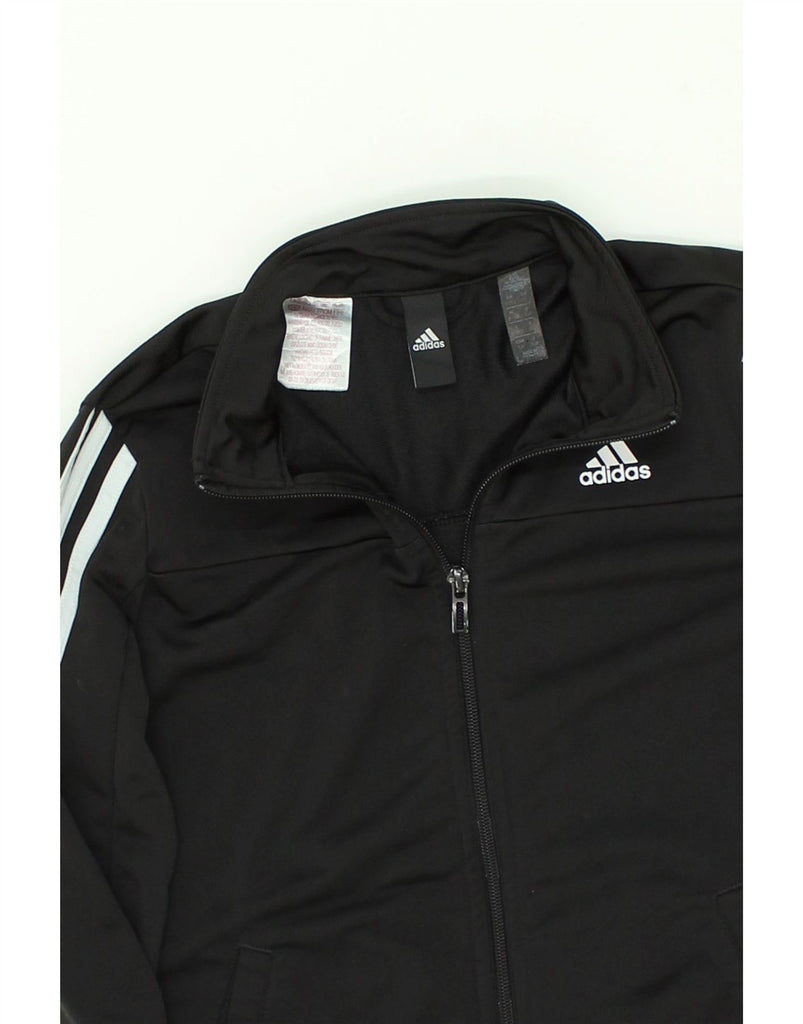 ADIDAS Boys Graphic Tracksuit Top Jacket 9-10 Years Black Polyester | Vintage Adidas | Thrift | Second-Hand Adidas | Used Clothing | Messina Hembry 