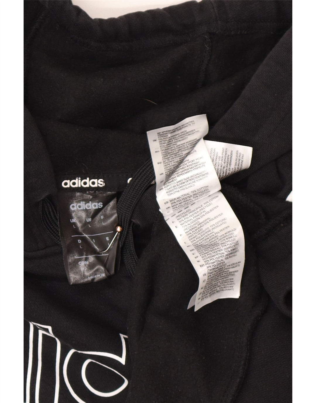 ADIDAS Mens Graphic Hoodie Jumper Large Black Cotton