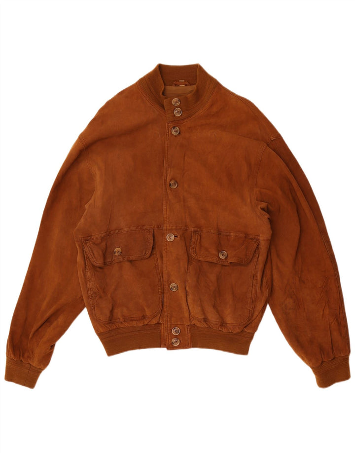 Vintage Mens Suede Bomber Jacket IT 50 Large Brown