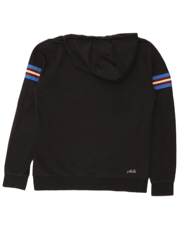 Fila Mens Graphic Hoodie Jumper Medium Black Cotton
