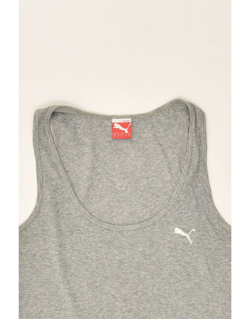 PUMA Womens Vest Top UK 16 Large Grey | Vintage Puma | Thrift | Second-Hand Puma | Used Clothing | Messina Hembry 