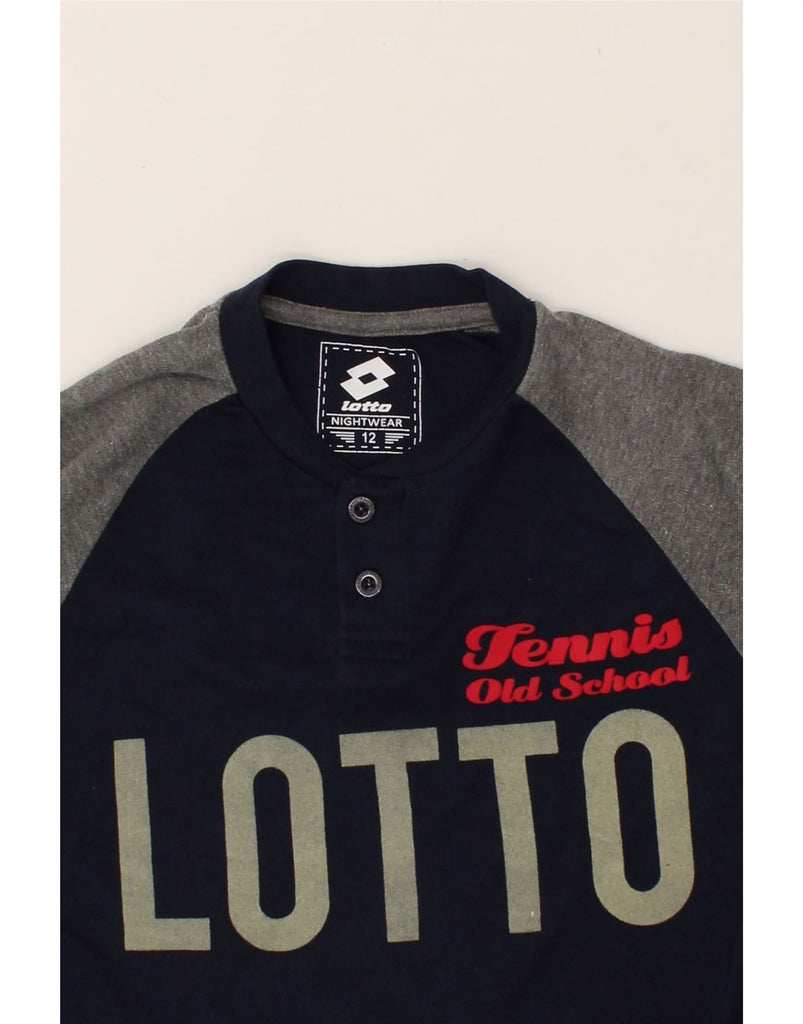 LOTTO Boys Graphic Sweatshirt Jumper 11-12 Years Navy Blue Colourblock | Vintage Lotto | Thrift | Second-Hand Lotto | Used Clothing | Messina Hembry 