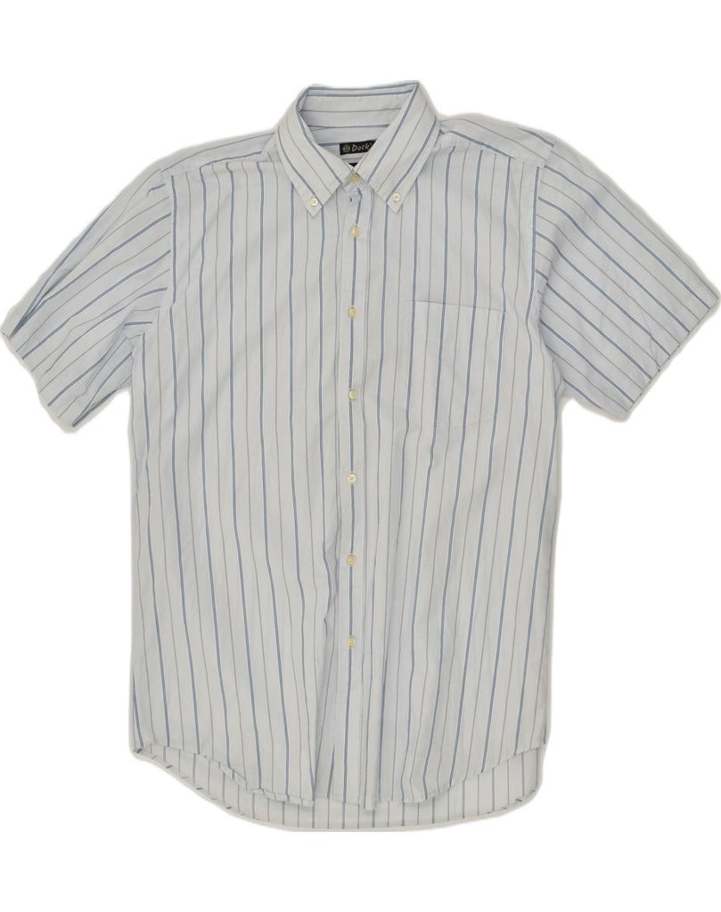 DACK'S Mens Classics Short Sleeve Shirt XL Blue Striped Cotton | Vintage Dack's | Thrift | Second-Hand Dack's | Used Clothing | Messina Hembry 