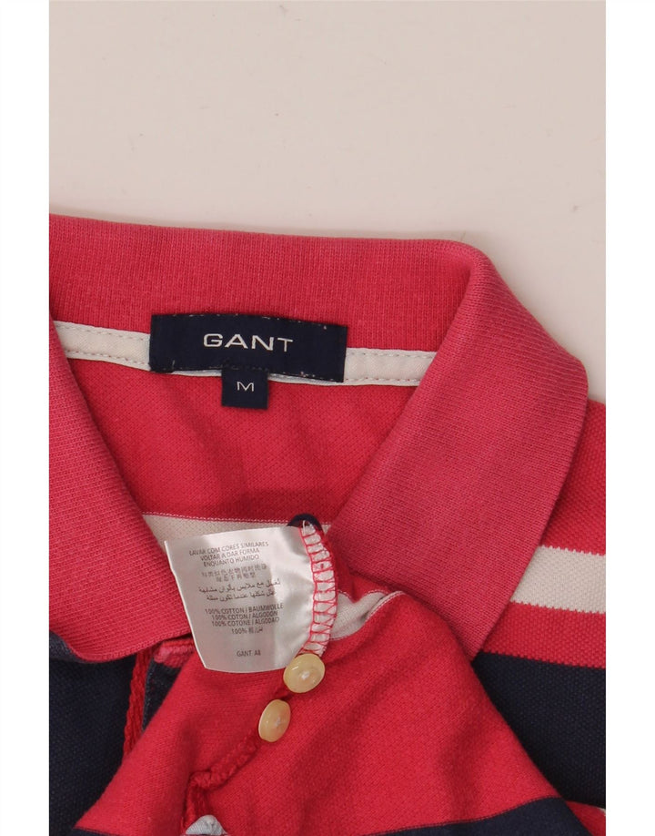 Gant Mens Polo Shirt Medium Pink Striped Cotton