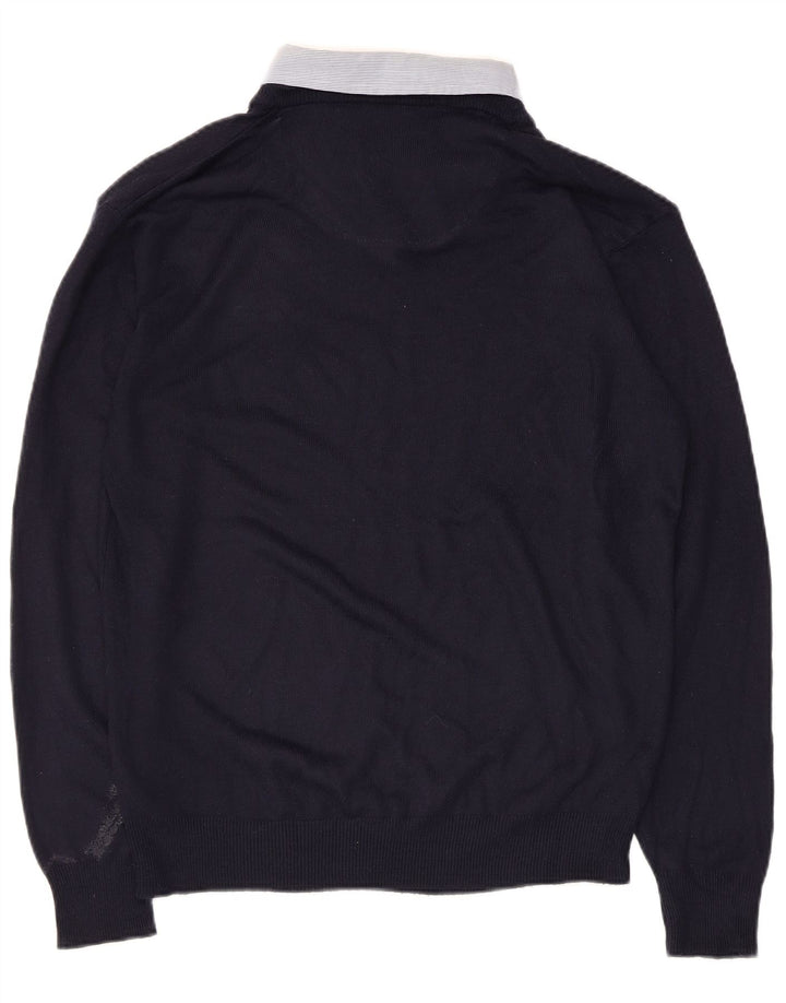 Pierre Cardin Mens V-Neck Jumper Sweater Medium Navy Blue Acrylic