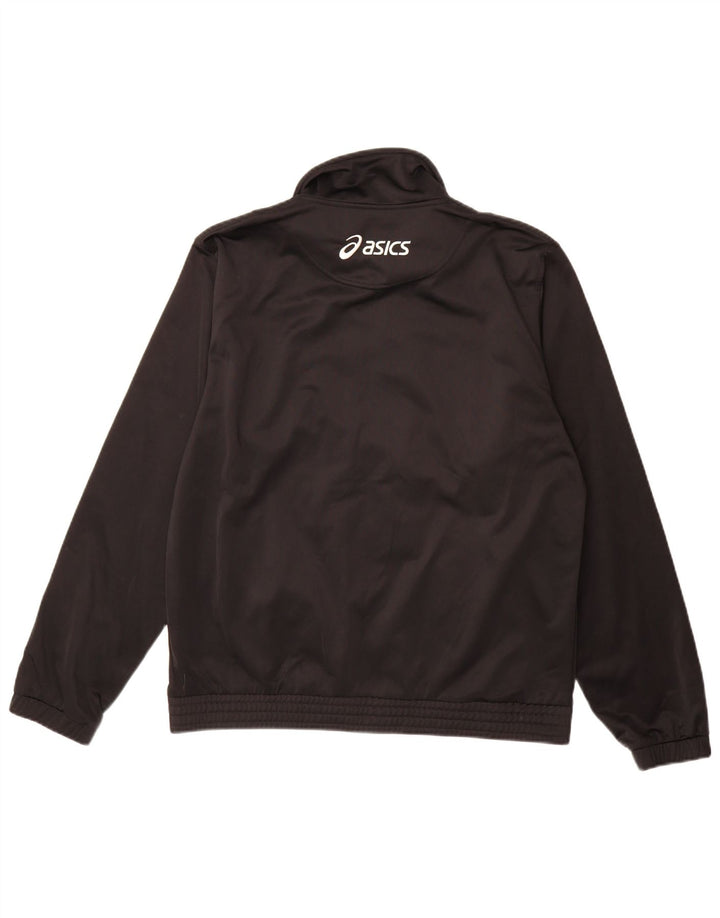 Asics Mens Tracksuit Top Jacket Large Black Colourblock Polyester