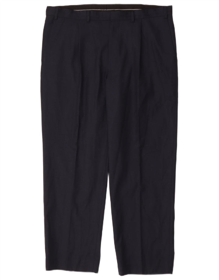 Marks & Spencer Mens Pegged Chino Trousers W38 L29 Navy Blue Wool