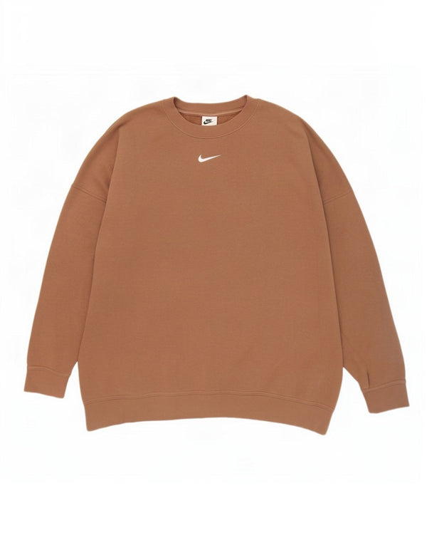 Nike Womens Oversized Sweatshirt Jumper UK 16 Large Brown Cotton