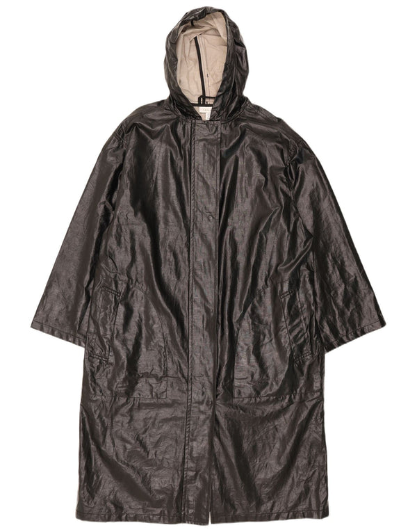 Topshop Womens Hooded Oversized Raincoat UK 10 Small Black Cotton