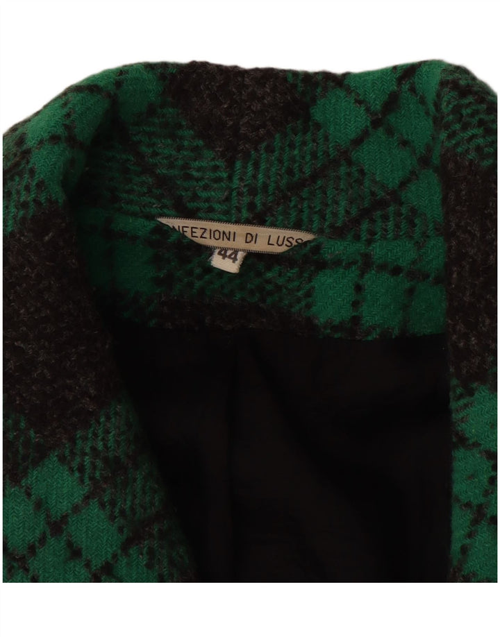 Confezioni Di Lusso Womens Double Breasted Coat IT 44 Medium Green Check