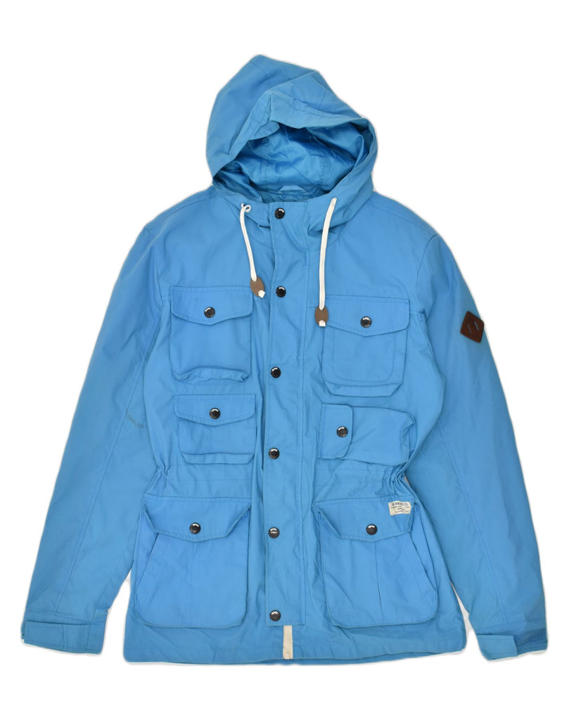 JACK & JONES Womens Hooded Utility Jacket UK 16 Medium Blue Nylon | Vintage Jack & Jones | Thrift | Second-Hand Jack & Jones | Used Clothing | Messina Hembry 