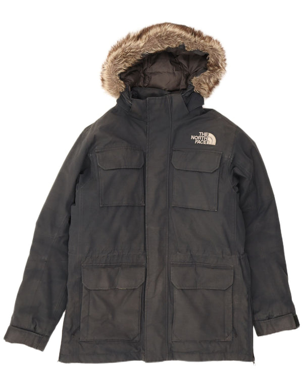 The North Face Mens Hooded Parka Jacket UK 38 Medium Navy Blue Polyester
