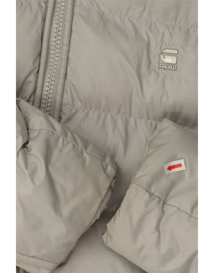 G-STAR Mens Hooded Padded Jacket UK 38 Medium Grey Polyester
