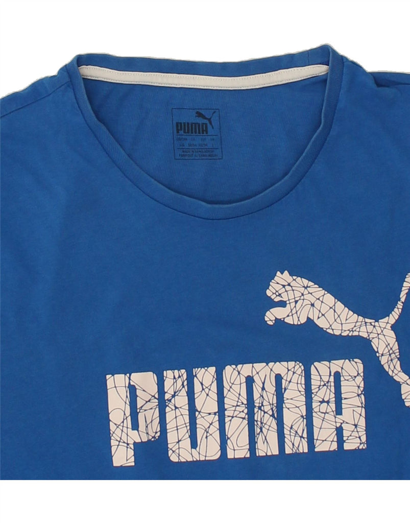 PUMA Mens Graphic T-Shirt Top Large Blue Cotton | Vintage Puma | Thrift | Second-Hand Puma | Used Clothing | Messina Hembry 