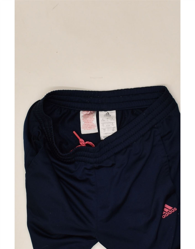 ADIDAS Girls Tracksuit Trousers 13-14 Years Navy Blue Polyester | Vintage Adidas | Thrift | Second-Hand Adidas | Used Clothing | Messina Hembry 